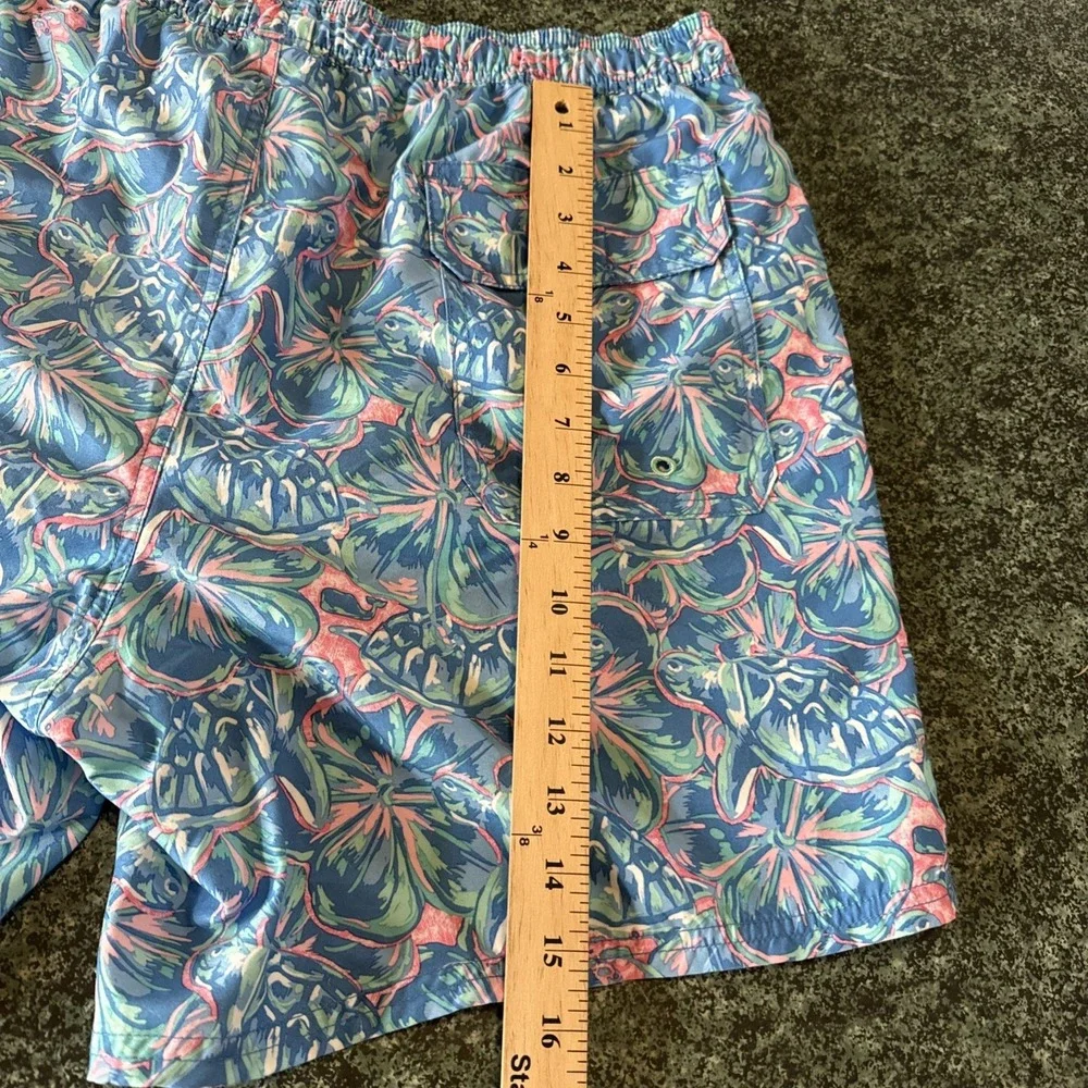 Vineyard Vines‎ Blue Floral Turtle Swim Trunks Board Shorts Size L Preppy Beach